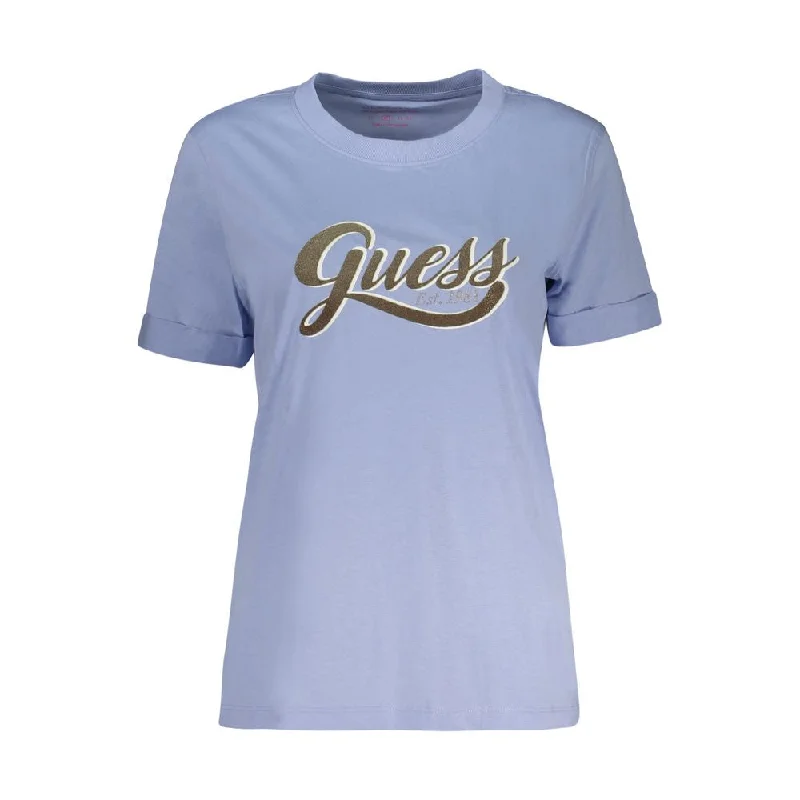 Guess Jeans blue Cotton Tops & Women's T-Shirt Iron Safe Non-Iron Wrinkle Free