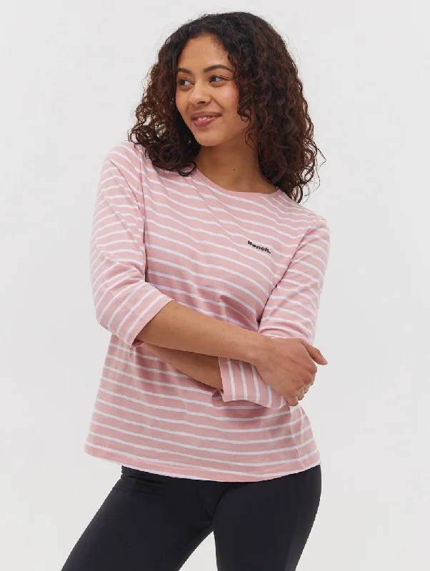 Lesedi 3/4 Stripe T-Shirt Thin T-Shirt Open Front Quick Dry