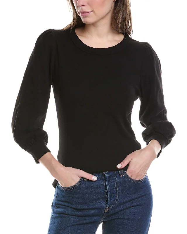 Michael Stars Juniper Puff Sleeve T-Shirt Welt Pockets Slit Pockets