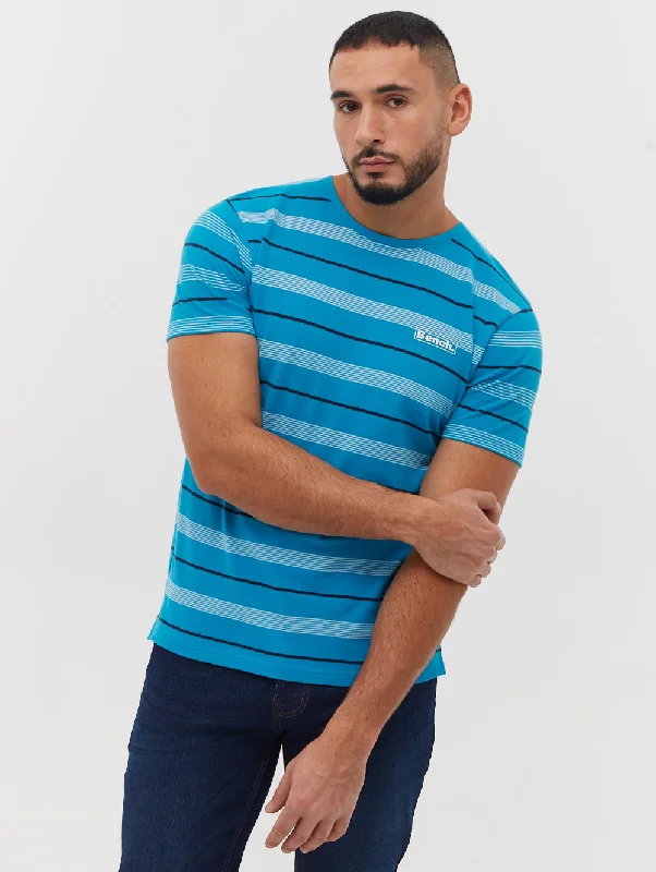Milos Striped T-Shirt Notch Collar Peter Pan Collar Cowl Neck