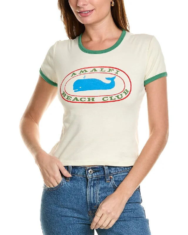 MOTHER Denim The Itty Bitty Ringer T-Shirt Lace Blend Ribbed Blend Corduroy Blend