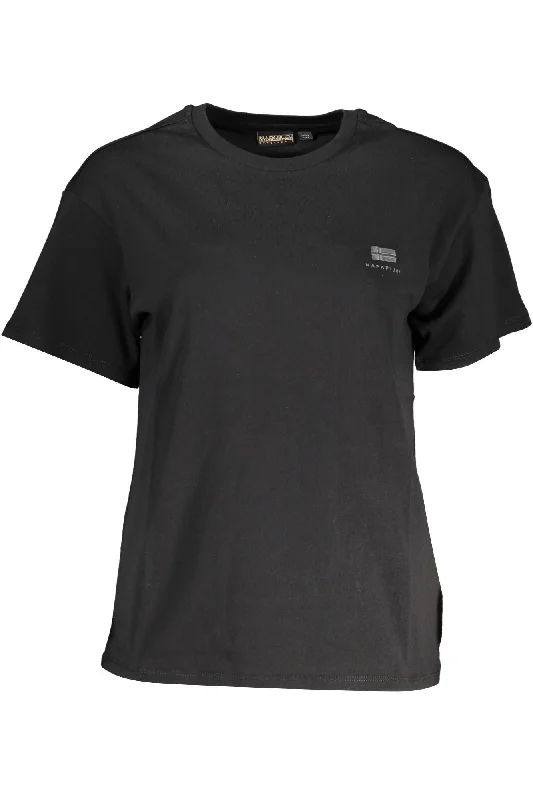 Napapijri Elegant  Embroide Logo Women's Tee Ribbed T-Shirt High Neck Heavyweight