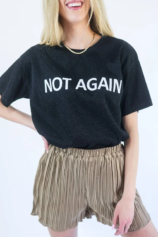 Not Again Sparkle Tee In Black Striped Floral Plaid