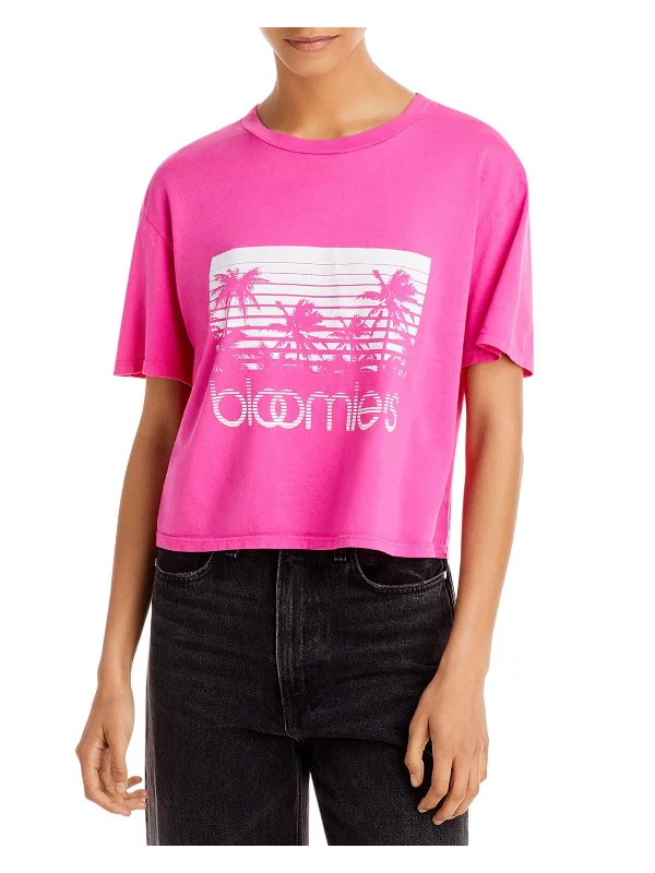 Palm Womens Graphic Boxy T-Shirt Print Jacquard Patchwork