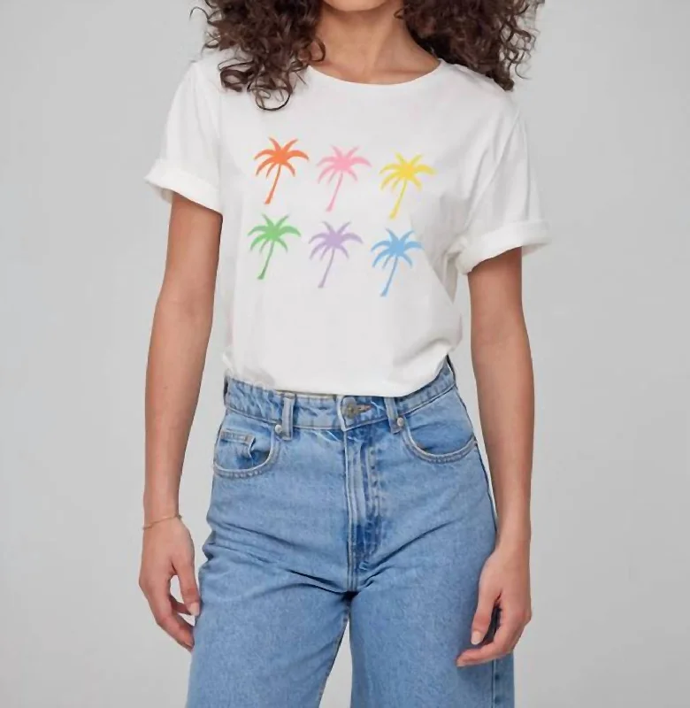 Palms Tee In White Fitted T-Shirt Seamless Stretchy