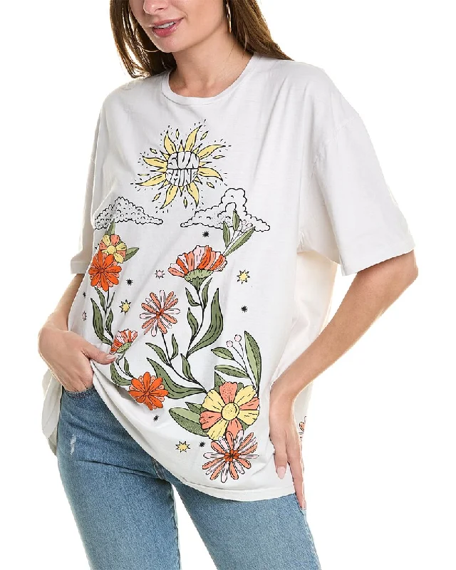 Project Social T Sun Coming/Moon Going Oversized T-Shirt Fleece Nylon Spandex