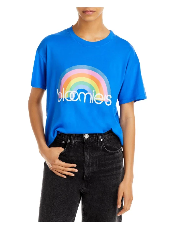 Rainbow Womens Graphic Cotton T-Shirt Notch Collar Peter Pan Collar Cowl Neck