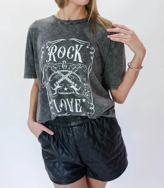 Rock & Love Tee In Vintage Black Welt Pockets Slit Pockets Flap Pockets