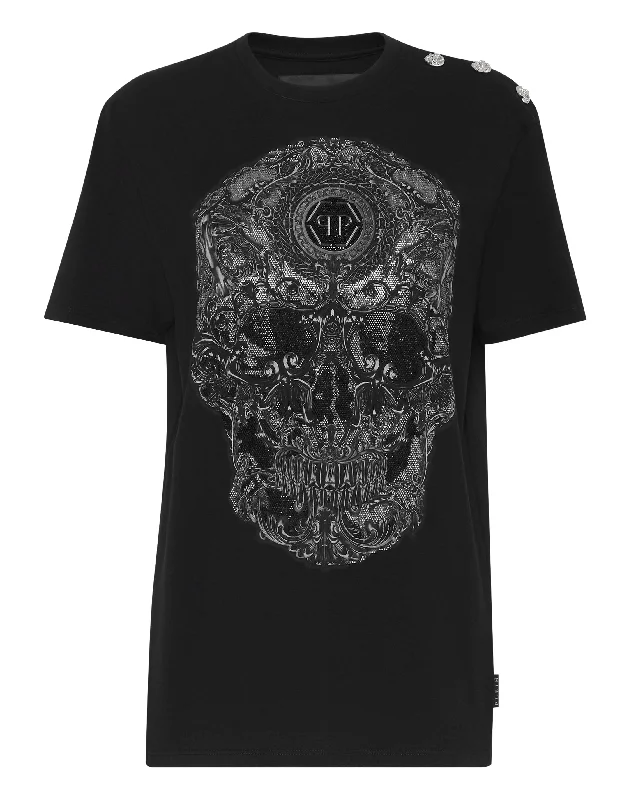 T-shirt Man Fit Baroque with Crystals Mesh Fabric Canvas Fabric Denim Fabric