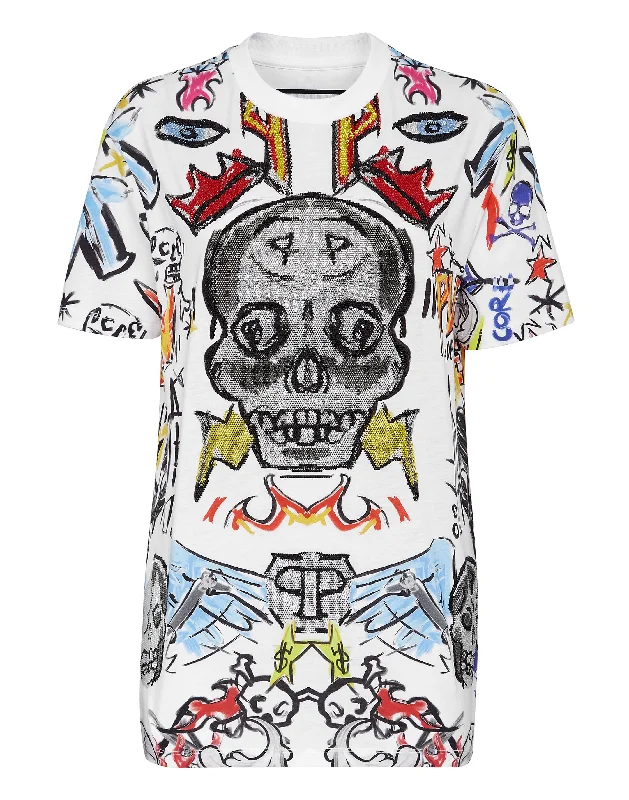 T-shirt Man Fit with Crystals Nylon Fabric Polyester Fabric Spandex Fabric