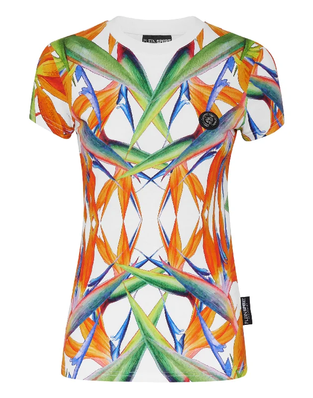 T-shirt Round Neck Sexy Pure Fit Anti-Pilling Machine Wash Handmade