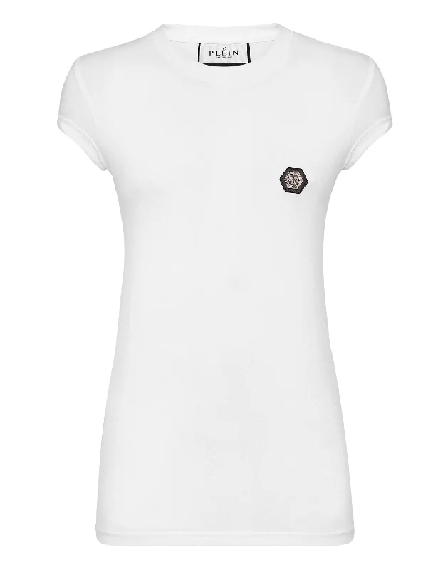 T-shirt Round Neck Sexy Pure Fit Hexagon Striped Floral Plaid