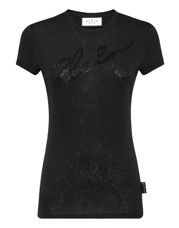T-shirt Round Neck Sexy Pure Fit Signature Anti-Pilling Machine Wash Handmade