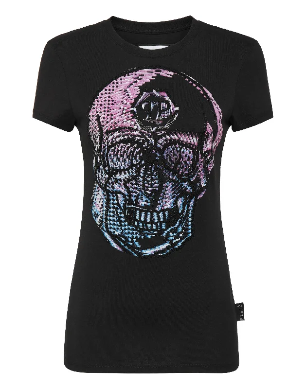 T-shirt Round Neck Sexy Pure Fit Skull Layered Multi-layer Single Layer