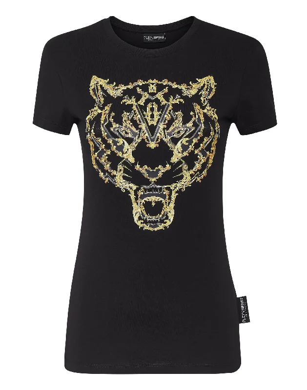 T-shirt Round Neck Sexy Pure Fit Tiger Collared Crew Neck Turtle Neck