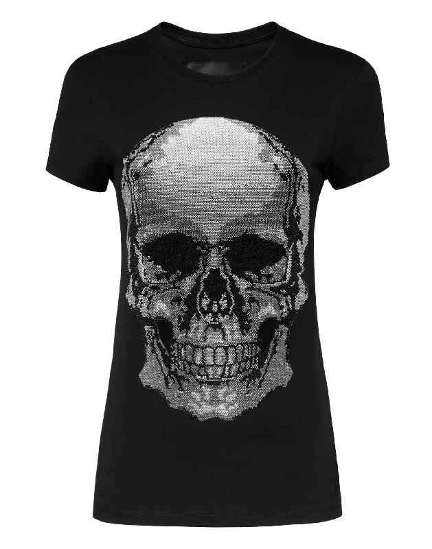 T-shirt Round Neck SS Classic Skull strass Front Pockets Side Pockets Patch Pockets