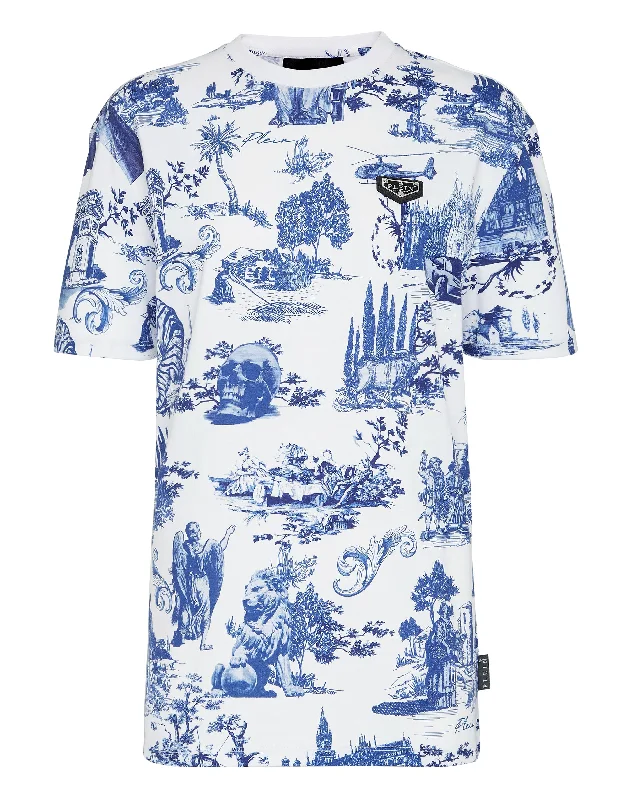 T-shirt Round Neck SS Crystal Chain En PLEIN air Front Pockets Side Pockets Patch Pockets