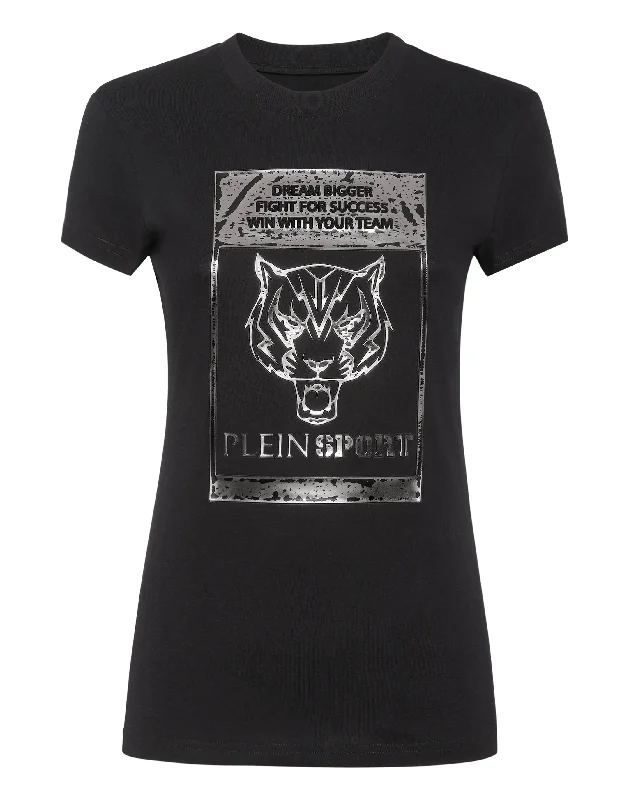 T-shirt Round Neck SS Sexy Pure Fit Tiger Zippered Front Buttoned Front Snap Front