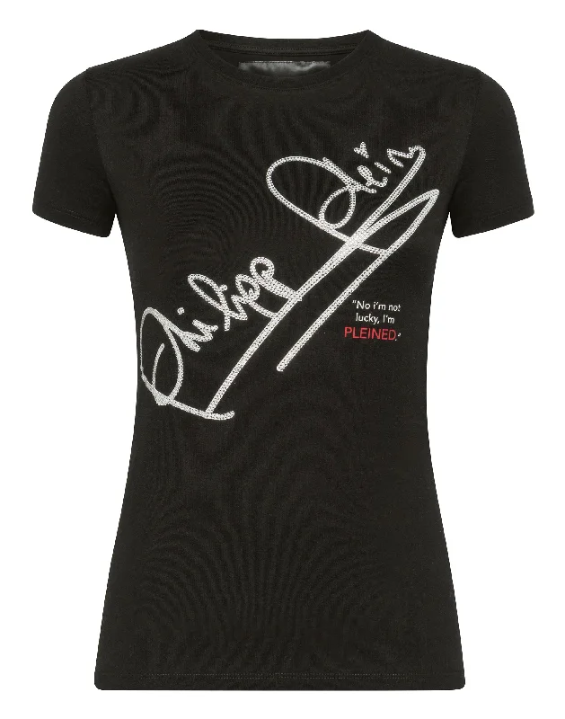 T-shirt Round Neck SS Signature Cashmere Blend Cotton Blend Poly Blend