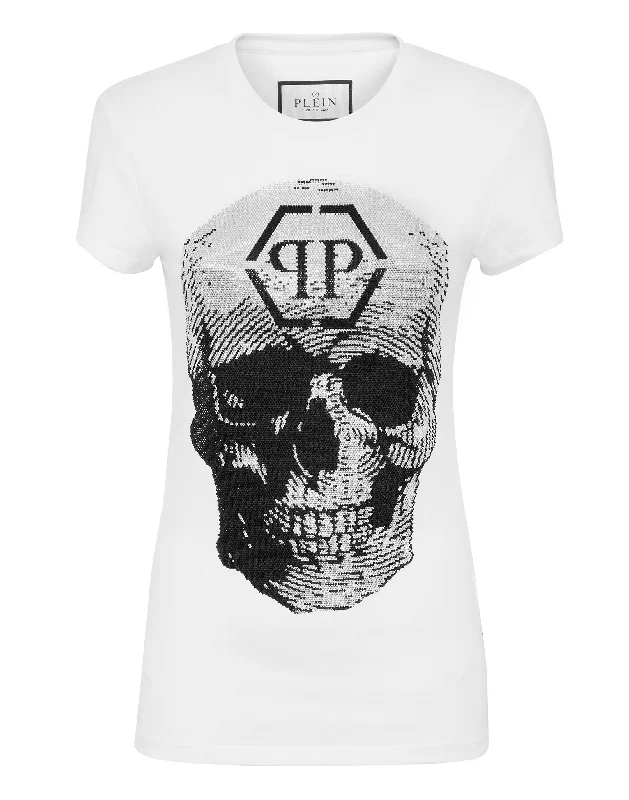 T-shirt Sexy Pure Fit Skull with Crystals Solid Color Striped Floral