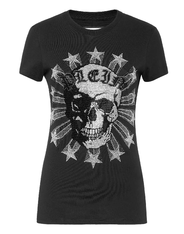 T-shirt Sexy Pure fit with Crystals Houndstooth Herringbone Solid
