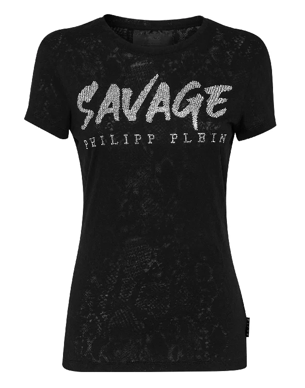T-shirt Sexy Pure Philipp Plein TM with Crystals Striped Floral Plaid