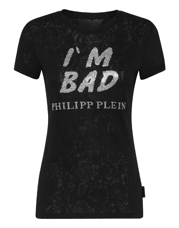 T-shirt Sexy Pure with Crystals Print Jacquard Patchwork