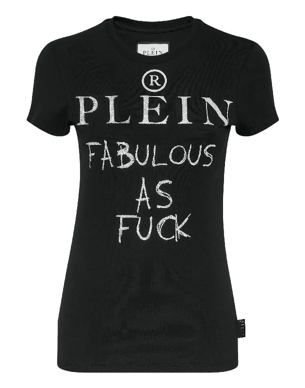 T-shirt Sexy Pure with Crystals Layered Multi-layer Single Layer