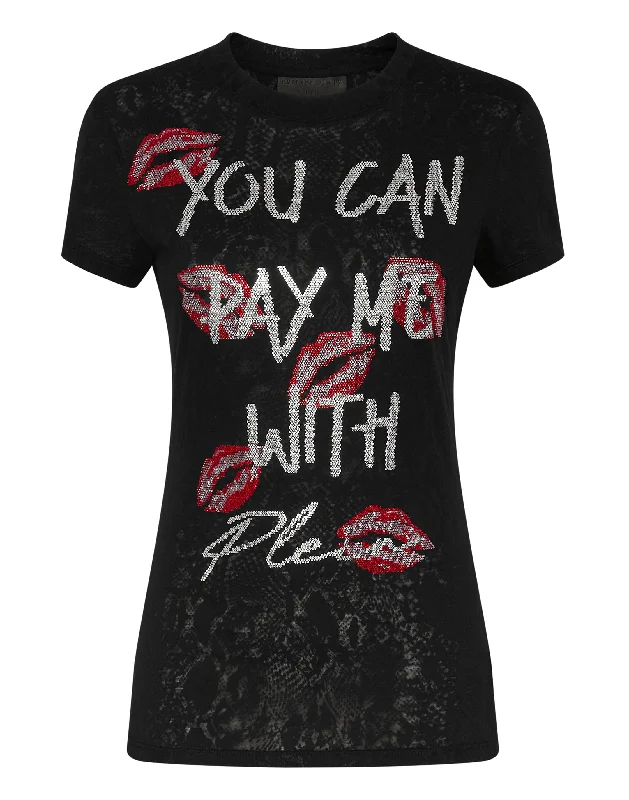 T-shirt Sexy Pure with Crystals Iron Safe Non-Iron Wrinkle Free