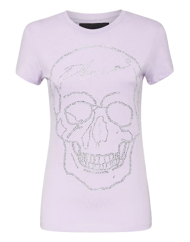 T-shirt Sexy Pure with Crystals Hooded Caped Shawl Collar