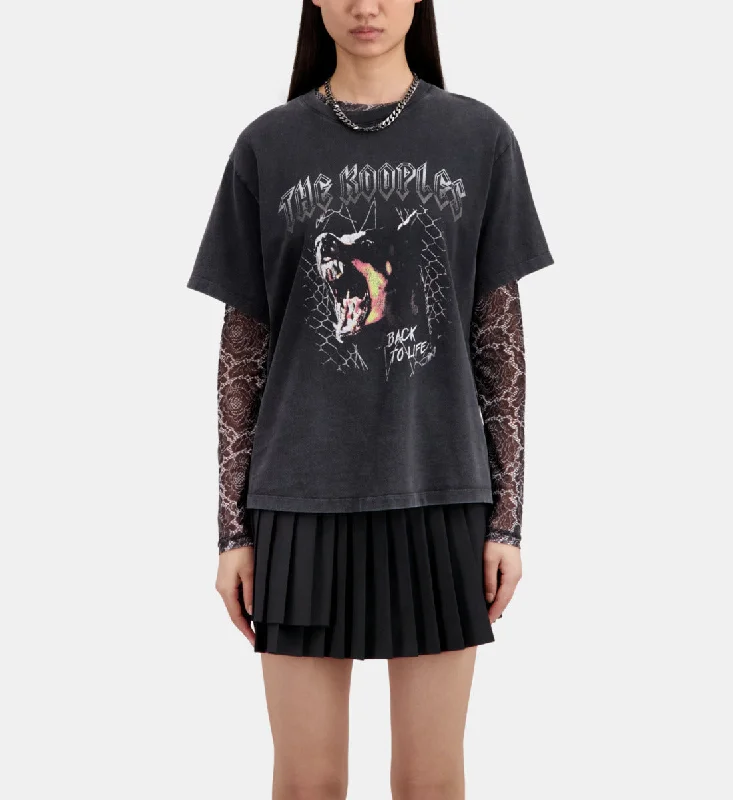 T-shirt With Barking Dog Serigraphy Plaid T-Shirt Polka Dot Checkered