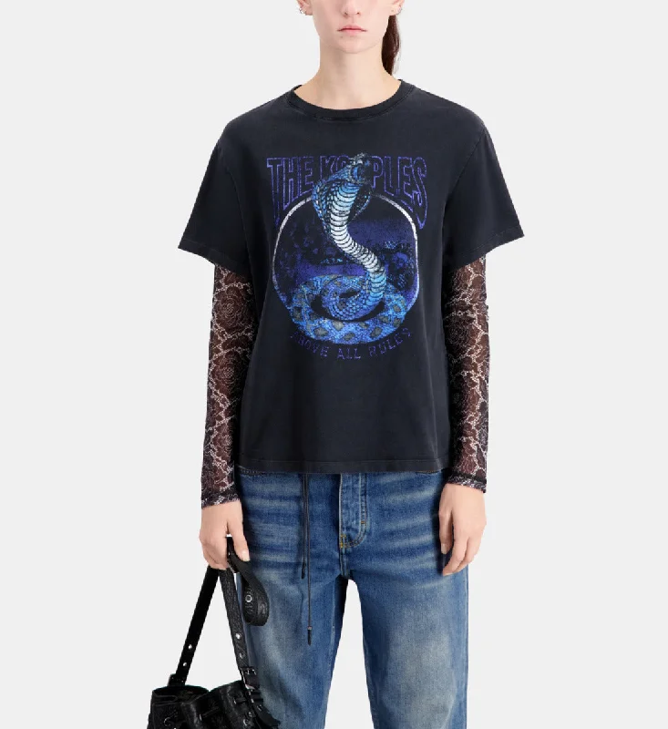 T-shirt With Cobra Serigraphy Modern Contemporary Chic
