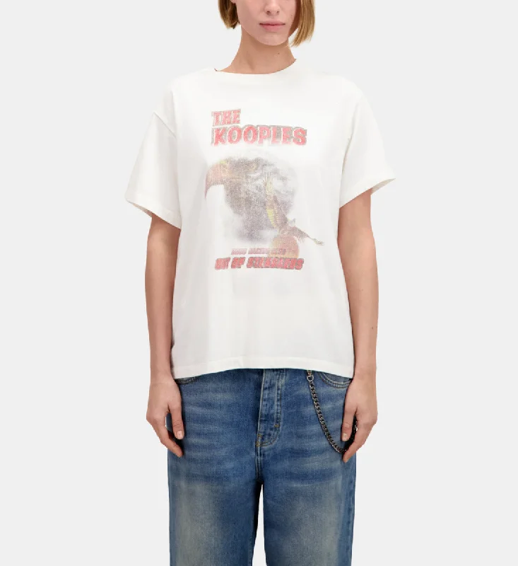 T-shirt With Eagle Serigraphy Anti-Pilling Machine Wash Handmade