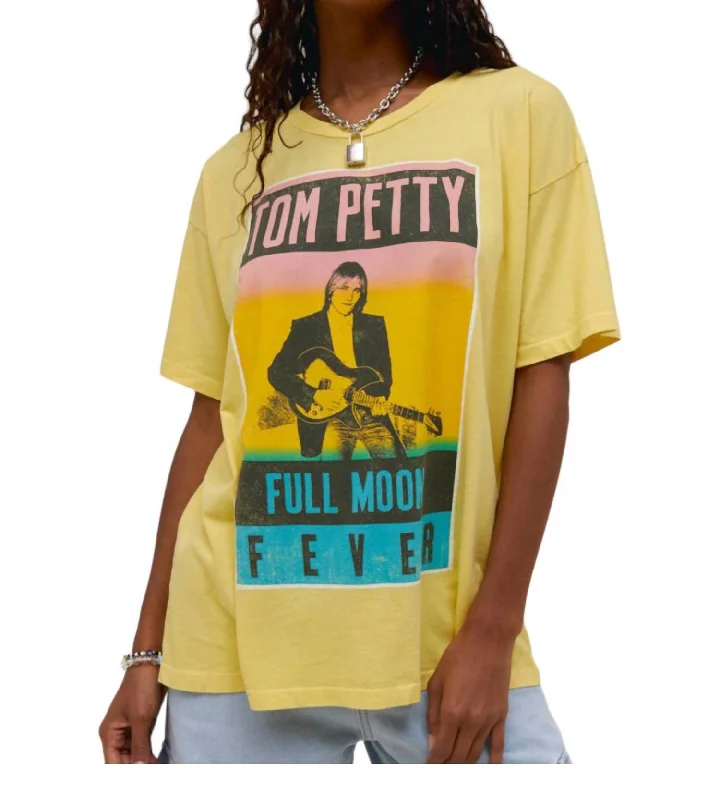 Tom Petty Full Moon Fever Tee In Yellow Bloom Striped Floral Plaid