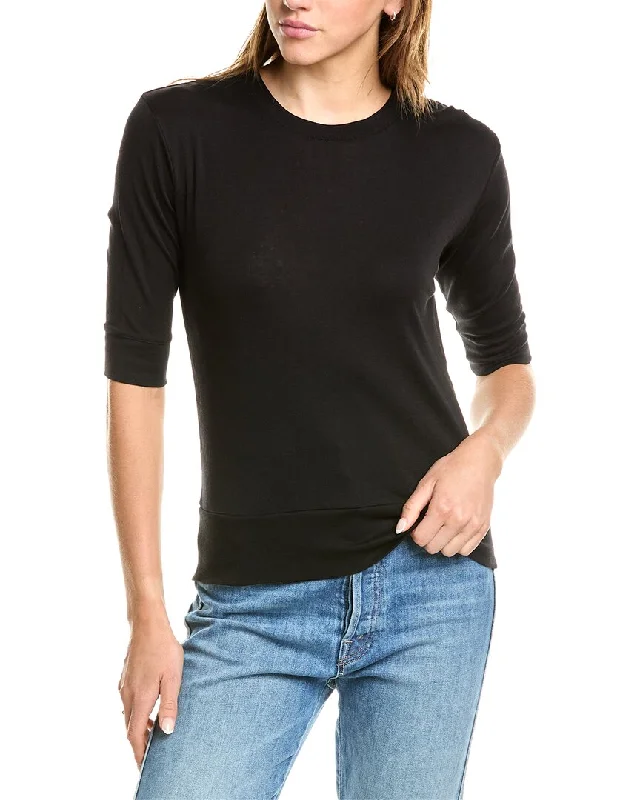 Vince Elbow Sleeve T-Shirt Seamless Knitted Crochet