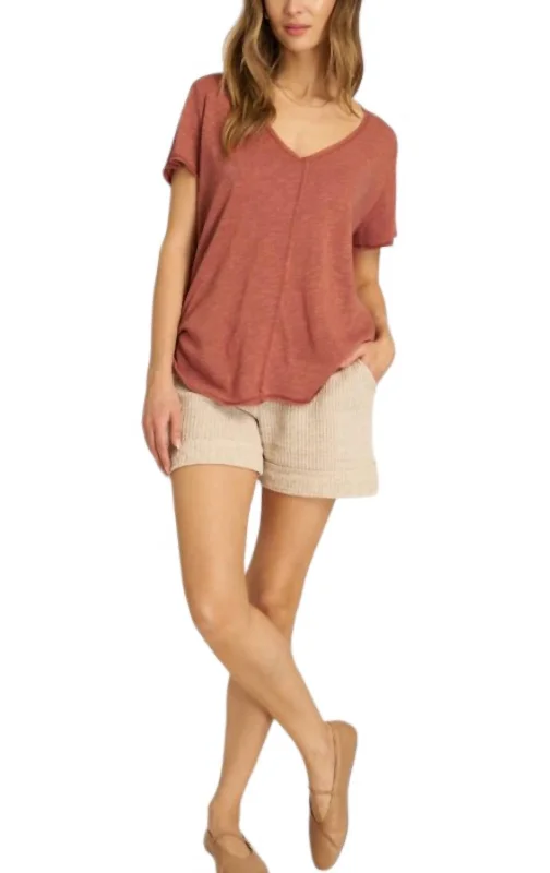 Wearever Tee Top In Desert Clay Iron Safe Non-Iron Wrinkle Free