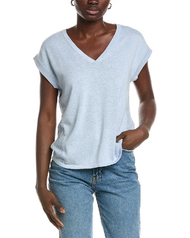 WISPR Veronica Silk-Blend T-Shirt Mesh Blend Leather Blend Suede Blend