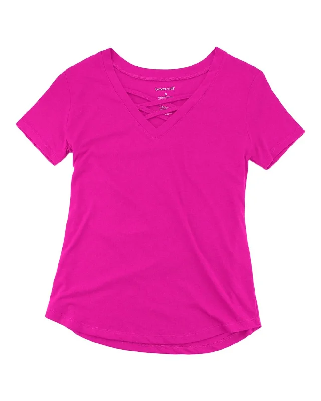 Women’s Cage Front T-Shirt Striped Floral Plaid