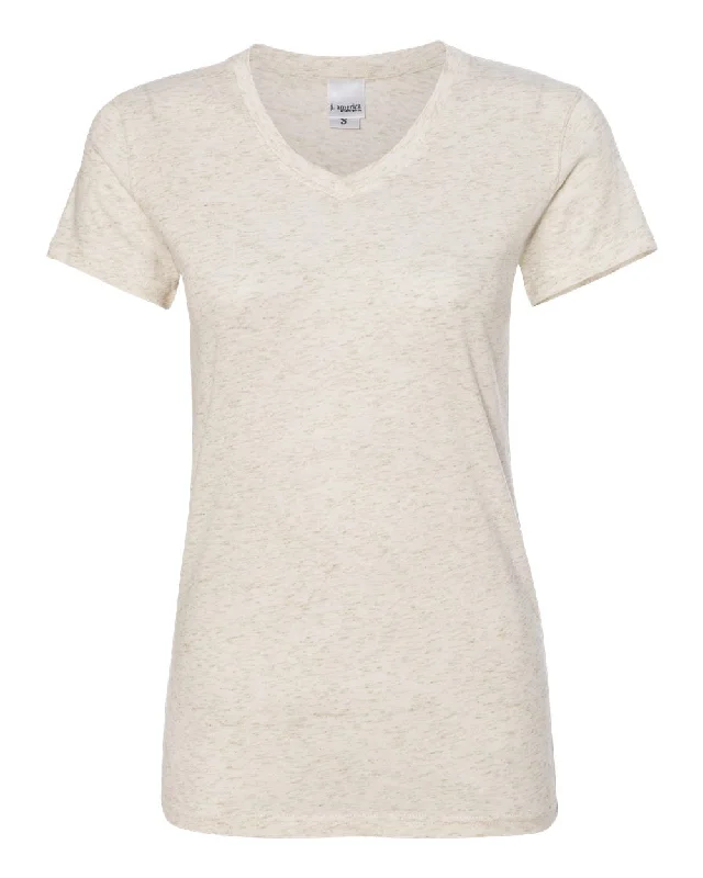 Women’s Glitter V-Neck T-Shirt Ribbed Striped Patterned