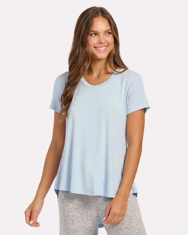 Women's Bamboo Scoop Neck T-Shirt Satin Fabric Silk Fabric Chiffon Fabric