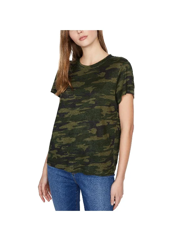 Womens Crew Neck Sheer T-Shirt Fitted T-Shirt Seamless Stretchy