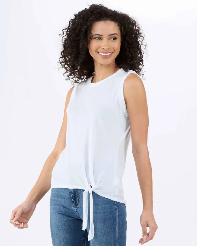 Women's Knot Front T-Shirt Terry Blend Velvet Blend Canvas Blend