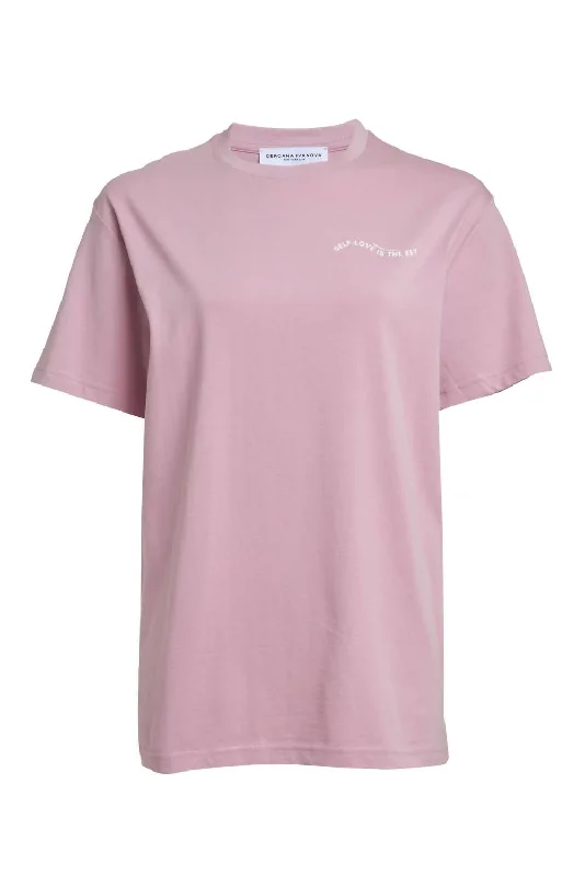 Women's Organic Cotton T-Shirt In Mauve Hooded Caped Shawl Collar