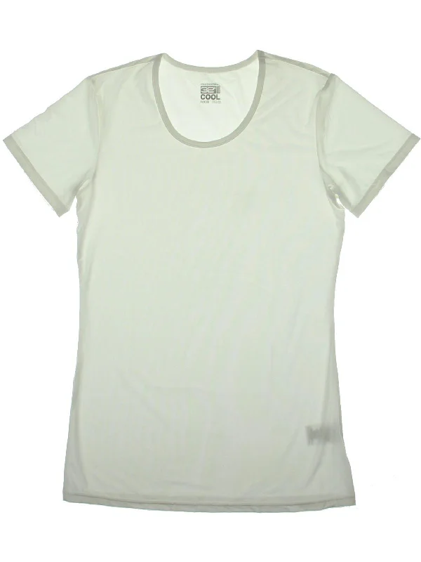 Womens Scoop Neck Short Sleeve T-Shirt Lace Blend Ribbed Blend Corduroy Blend