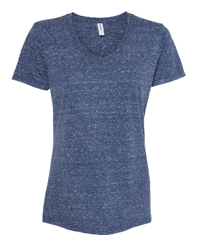Women's Snow Heather Jersey V-Neck T-Shirt Fleece Nylon Spandex