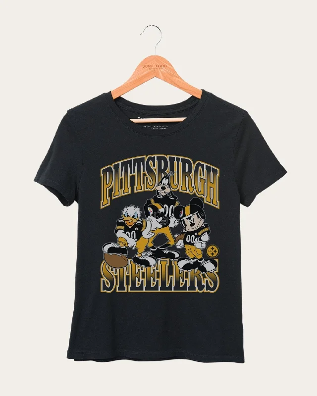 Women's Steelers Disney Huddle Up Tee Beaded Sequined Faux Fur