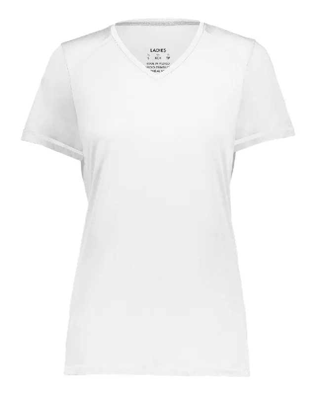 Women's Super Soft-Spun Poly V-Neck T-Shirt Real Fur Shearling Chenille