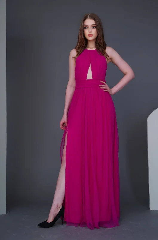 Alicia Bright Pink Maxi Dress Trendy A-Line Maxi Dress