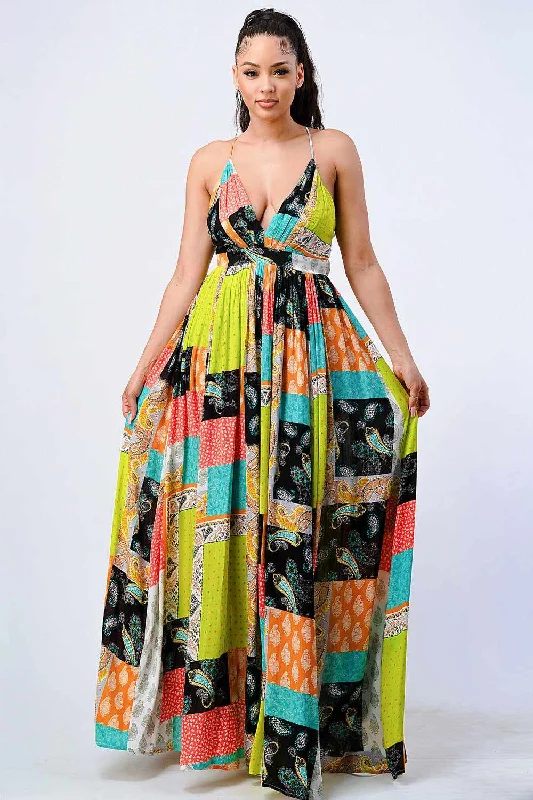 Boho Chic Crossed Back Maxi Dress Fashionable Chiffon Maxi Dress