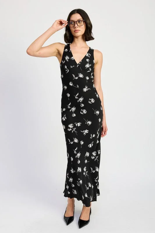 Emory Park Floral V Neck Maxi Dress Trendy Maxi Dress with Straps